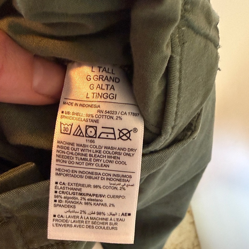 Old Navy Women’s Olive Green Cotton OG Chino Pants Sz L Tall NWOT - Picture 5 of 5